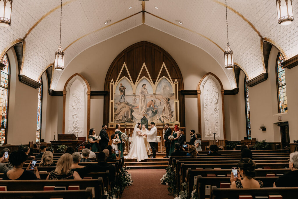 Bride and Groom - Charlotte NC Uptown Wedding at St. Peters Catholic Church by Chantelle Jordan Photography