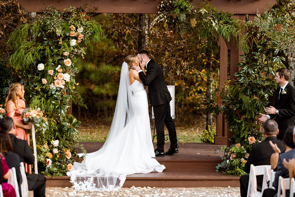 Wedding ceremony in Waxhaw, NC, planned and designed by Crafted Charm Wedding Planning, showcasing beautiful florals and personalized touches