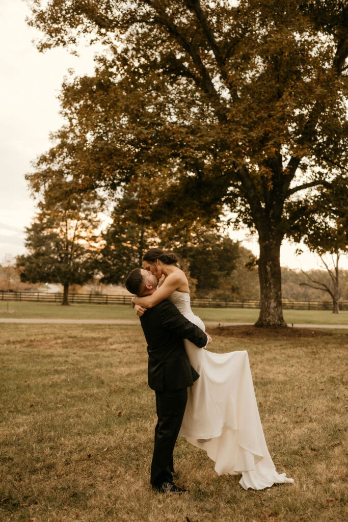 Fall Autumn theme styled luxury wedding at Venues at Langtree in Mooresville NC by Crafted Charm Wedding Planning