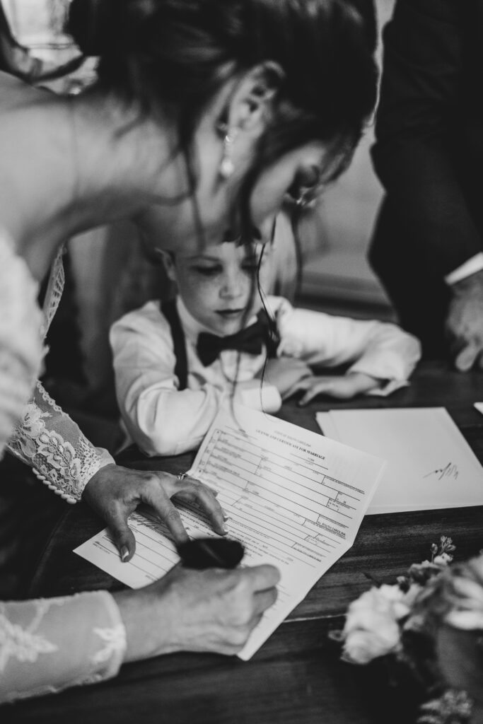 signing marriage license at wedding- Charlotte nc