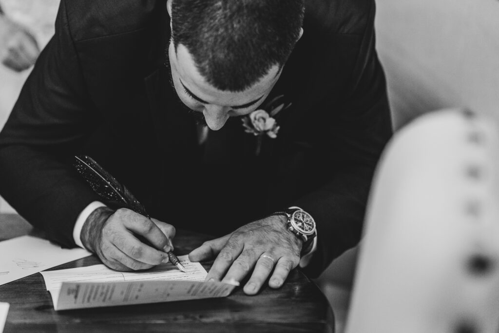 signing marriage license at wedding- Charlotte nc