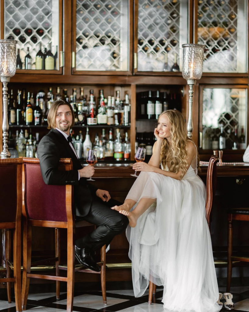 Charleston, South Carolina Luxury Wedding Photographer- Luxury Wedding- Classic Wedding- Bride and Groom at Bar
