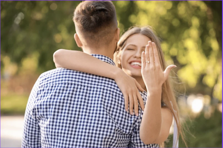 couple getting engaged at garden, garden wedding engagement