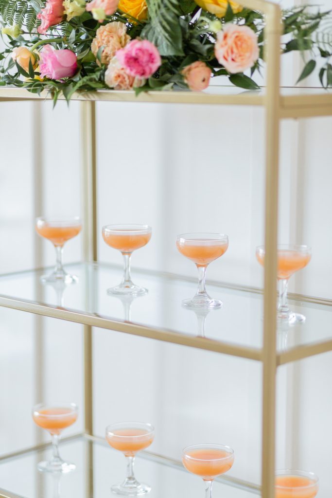 luxury modern wedding bar with signature drink