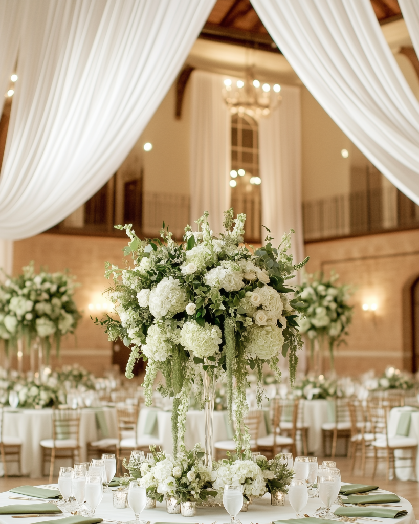 lush florals green and white wedding