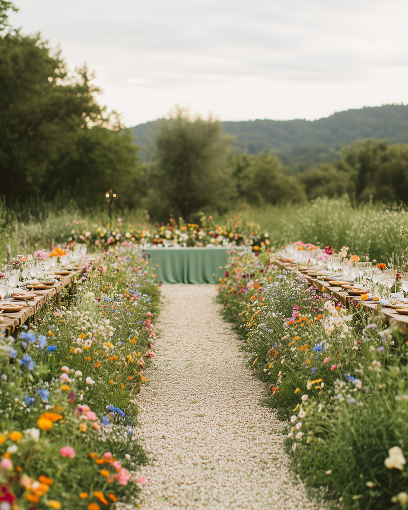 spring garden theme wedding outdoors