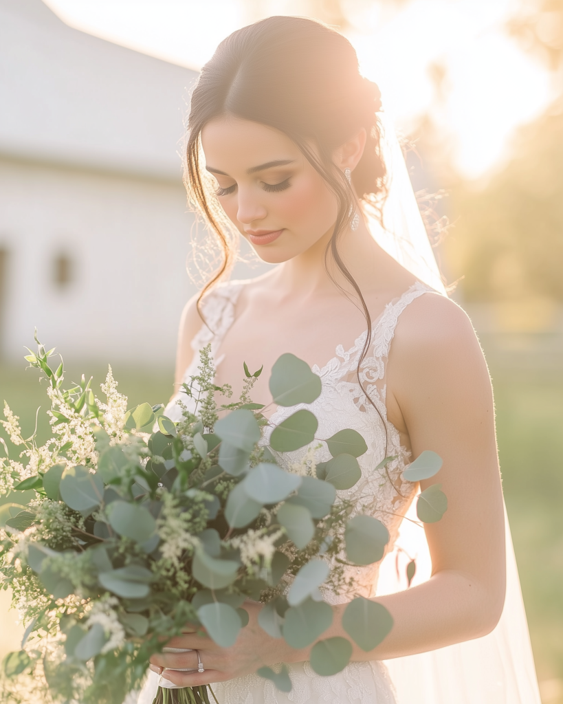 sage wedding- bridal portrait