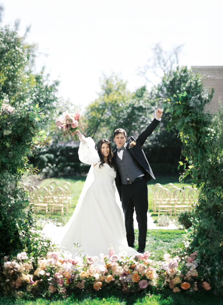 luxury southern spring garden wedding at Separk Mansion in Gastonia NC- ceremony florals by crafted charm