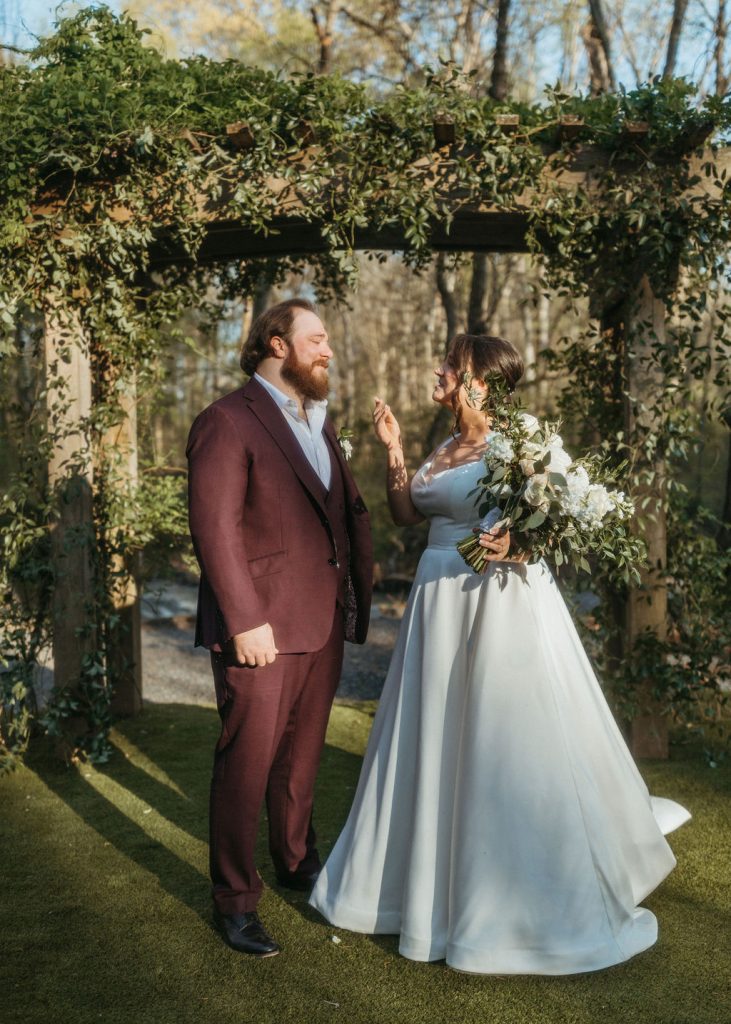 Cottagecore wedding- Historic Robertson Homestead- Rock Hill, SC- garden ceremony- bride and groom