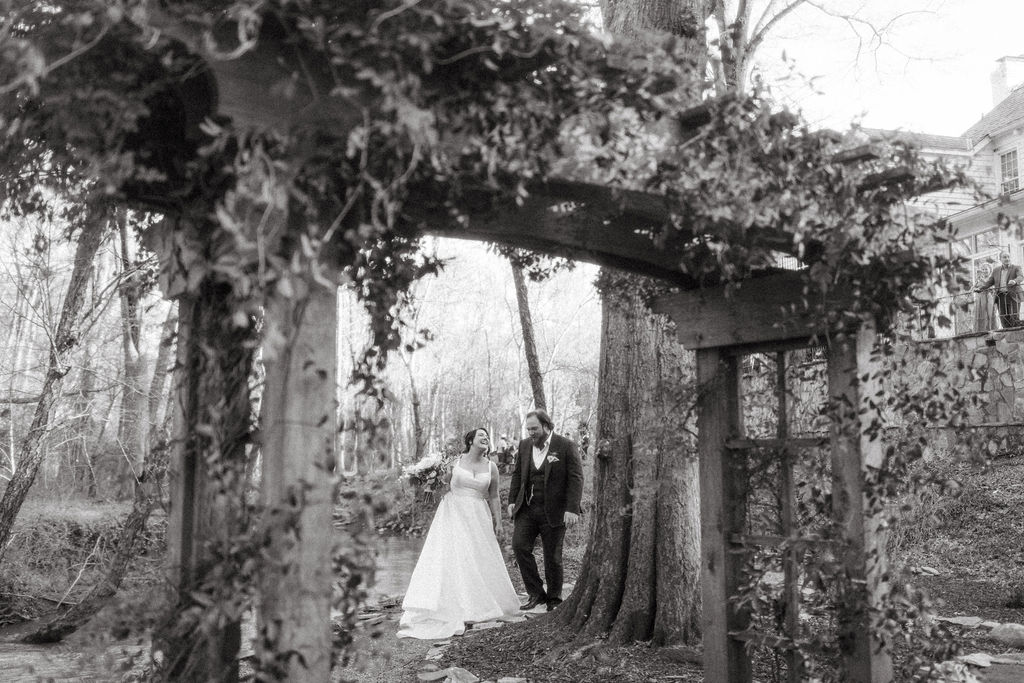 Cottagecore wedding- Historic Robertson Homestead- Rock Hill, SC- garden ceremony- bride and groom