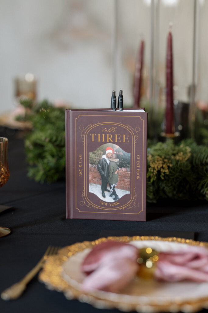 Winter Moody Wedding- Uptown Indigo- Shelby, NC Wedding- Journal Sign-in Table Number