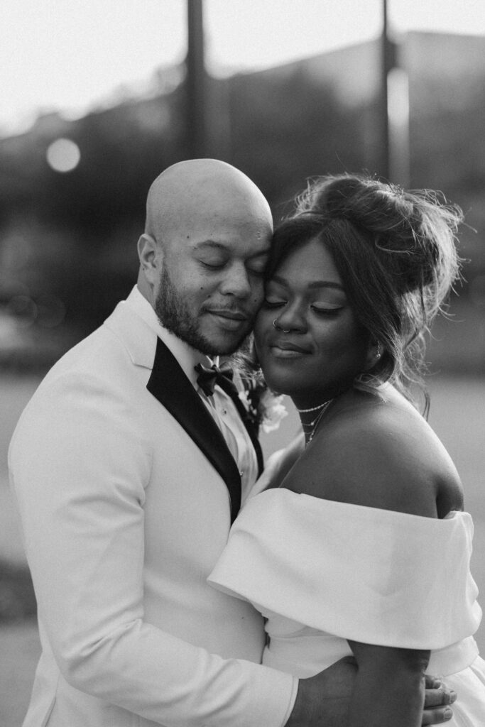 Winter Moody Wedding- Uptown Indigo- Shelby, NC Wedding- Bride and Groom portrait