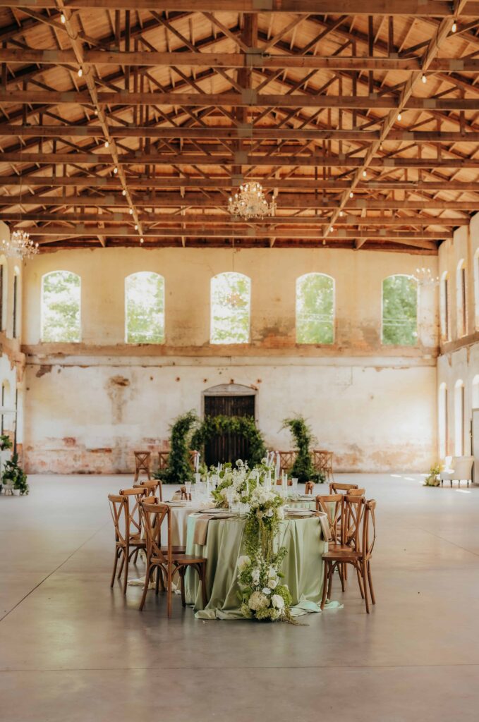 Green and White Southern Luxury Wedding at Providence Cotton Mill by Crafted Charm