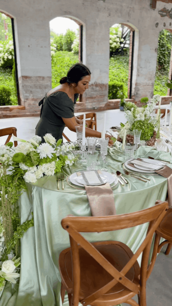Crafted Charm Wedding Planner- setting up at a wedding venue for a luxury wedding in Charlotte, NC