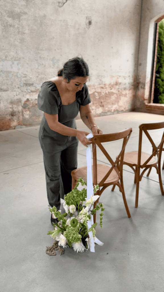Crafted Charm Wedding Planner- setting up at a wedding venue for a luxury wedding in Charlotte, NC