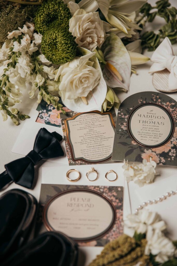 Providence Cotton Mill in Maiden: wedding invitation suite