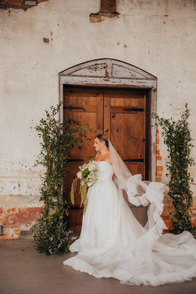 southern historic charm wedding with bride portrait at providence cotton mill by crafted charm