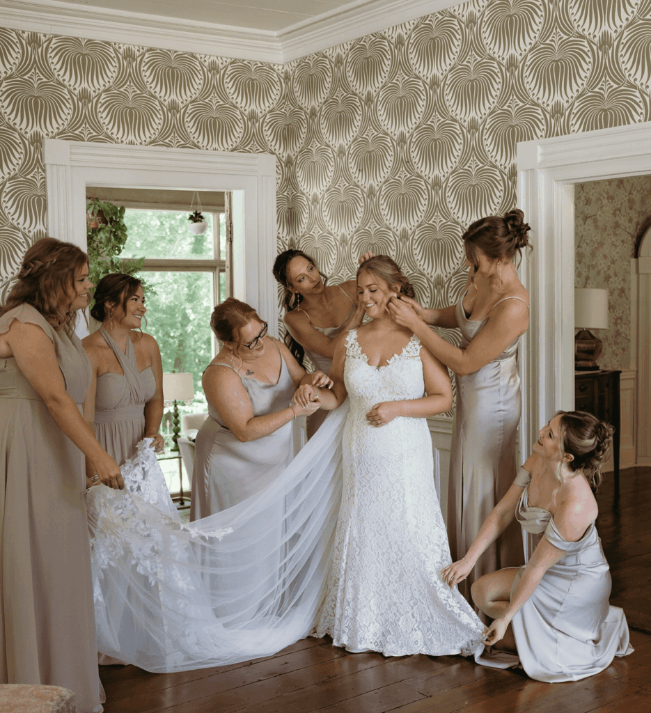 bride and groom portraits at historic Robertson homestead in rock hill SC at a classic white and green styled wedding in a natural setting and historic estate