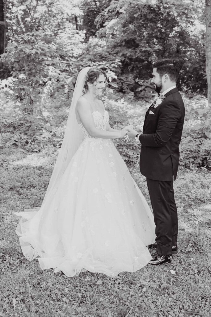 Bride and Groom Portraits in Huntersville, NC at The Rafters