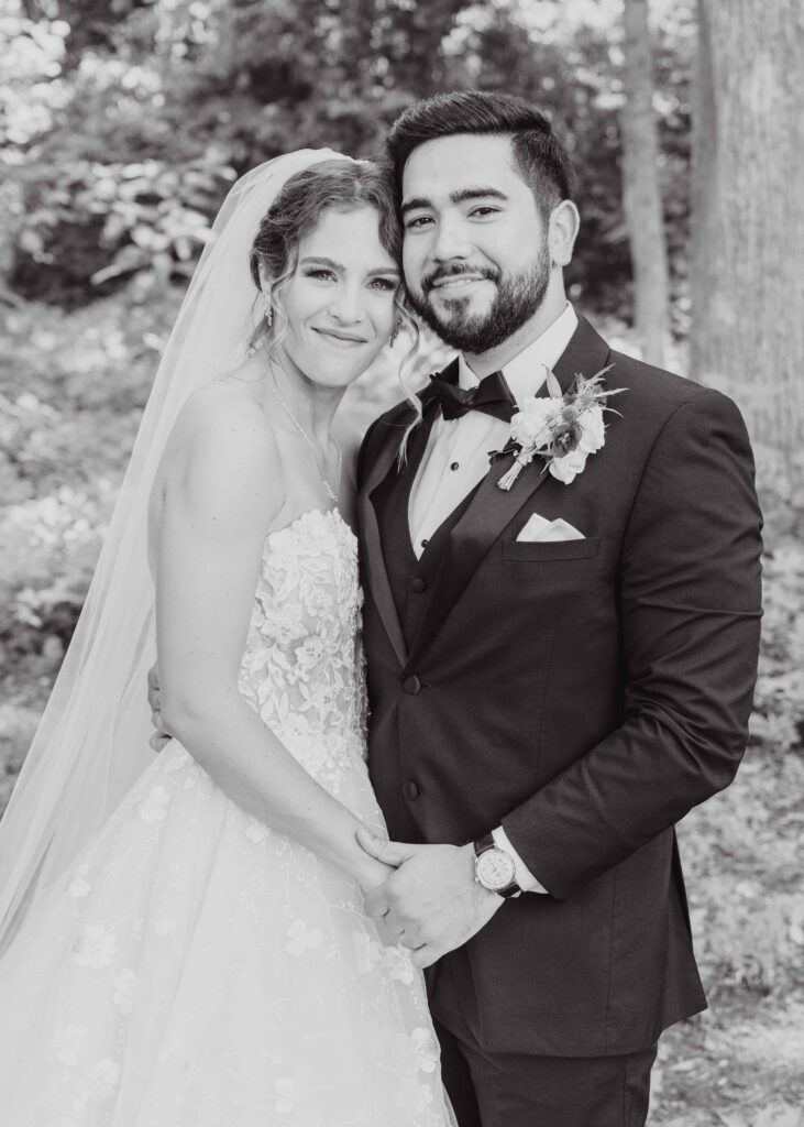 Bride and Groom Portraits in Huntersville, NC at The Rafters